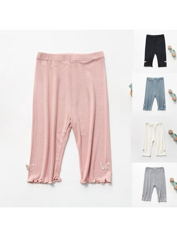 Toddler Girls Summer Half Pants Elastic Waist Base Layer Knee Length Half Pants