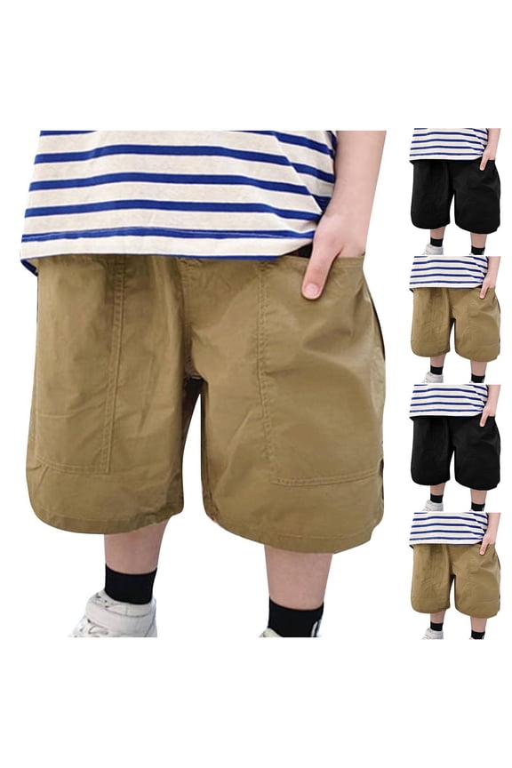 Kids 1-10 Years Summer Half Pants Cargo Pocket Knee Length Half Pants