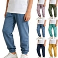 thumbnail image 1 of Tranfacy Summer Long Pants Kids Solid Thin Slim Outer Trousers for 1‑14 Years, 1 of 5
