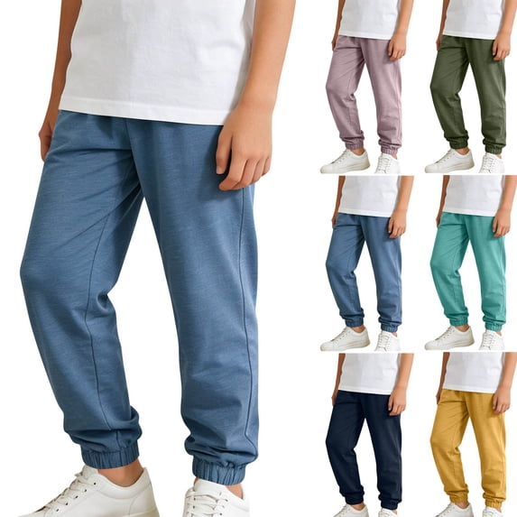 Tranfacy Summer Long Pants Kids Solid Thin Slim Outer Trousers for 1‑14 Years