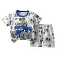 thumbnail image 1 of Tranfacy Kids 2-10Y Summer Print Short Sleeve Round Neck T Shirt Casual Shorts Round Neck Matching Outfits, 1 of 3