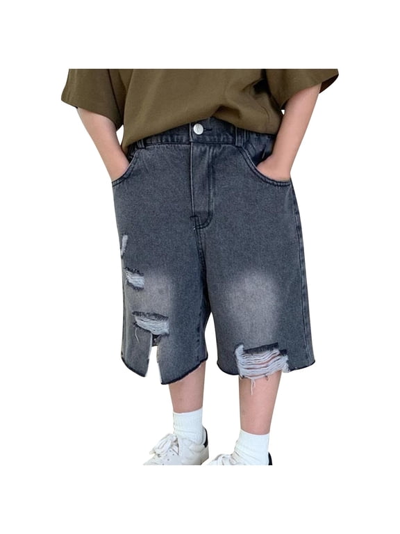 Toddler 2-12 Years Summer Half Pants Denim Pocket Knee Length Half Pants