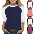 thumbnail image 1 of Tranfacy Toddler 3-14 Years Fall Tops Crew Neck Solid Color Raglan Sleeve Leisure Daily Wear Blouse Shirt, 1 of 5