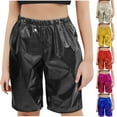 thumbnail image 1 of Tranfacy Toddler 3-16 Years Summer Half Pants Metallic Shiny Straight Loose Shorts, 1 of 4