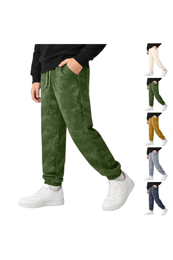 Kids 5-13 Years Trousers Wax Dyed Pocket Cuffed Full Length Casual Sports Daily Long Pants
