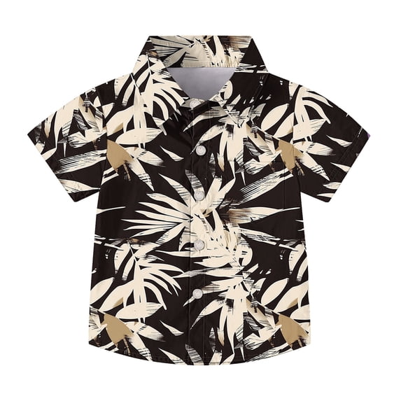 Tranfacy Kids Boys and Girls 2 to 15 Years Summer Short Sleeve Turndown Collar Blouses and Shirts Beach Print Pocket Casual Tops