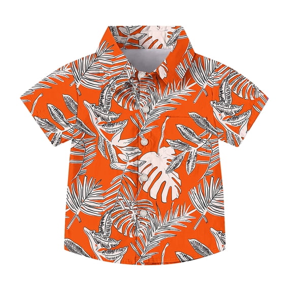 Tranfacy Kids Boys and Girls 2 to 15 Years Summer Short Sleeve Turndown Collar Blouses and Shirtsan Print Pocket Tops