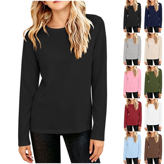 Tranfacy Kids Boys and Girls Fall Long Sleeve Round Neck Blouses and Shirts Solid Soft Knit Basic Daily Layering Tops