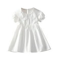 thumbnail image 1 of Tranfacy Dress for Girls Summer Solid Short Sleeve Turndown Collar Petal Ruffle Patchwork Princess for 2‑14 Years, 1 of 4