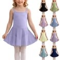 thumbnail image 1 of Tranfacy Dress for Girls Summer Solid Sleeveless Round Neck Strap Mesh Dance Training for 3‑15 Years, 1 of 5