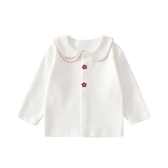 Tranfacy Kids Girls 3 Months to 4 Years Fall Long Sleeve Round Neck Blouses and Shirts Floral Print Turndown Collar Loose Daily Outer Tops
