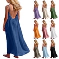 thumbnail image 1 of Tranfacy Dress for Girls Summer Solid Sleeveless Round Neck Strap Loose Back Drawstring Maxi for 5‑14 Years, 1 of 5