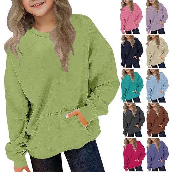 Tranfacy Kids Girls Fall Long Sleeve Round Neck Blouses and Shirts Print Pullover Style Relaxed Daily Layering Outer Tops