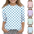 thumbnail image 1 of Tranfacy Middle Big Kids Boys Girls Fall Winter Blouse and Shirt Pullover Casual Print 3 4 Sleeve Round‑Neck Daily Outfit Tops for 3‑12 Years Old, 1 of 5