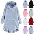 thumbnail image 1 of Tranfacy Middle Big Kids Boys Girls Fall Winter Hooded Sweatshirts Pullover Fuzzy Fabric Long Length with Pocket Solid Long Sleeve Tops for 5‑15 Years Old, 1 of 4