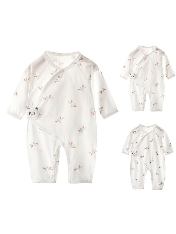 Newborn Boys Girls Summer Long Sleeve Romper Thin Air Condition Bodysuit for 0 to 6 Months Infant Wear