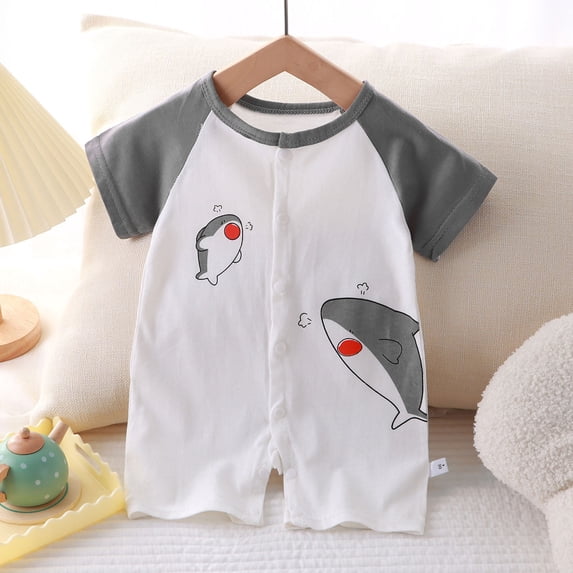 Tranfacy Toddler Boys and Girls Summer Rompers Solid Short Sleeve Open Front Thin Daily Crawl Style for Newborn Daily Wear