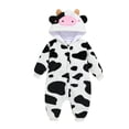 thumbnail image 1 of Tranfacy Toddler Long Sleeve Rompers Cow Print Crew Neck Jumpsuit Bodysuit Outfits for Fall Winter Indoor and Outdoor Daily Wear Size 0‑18 Months, 1 of 4