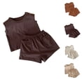 thumbnail image 1 of Tranfacy Toddler Summer Outfit Solid Sleeveless Tank top and Elastic Waist Shorts Sport Daily Outfit, 1 of 4