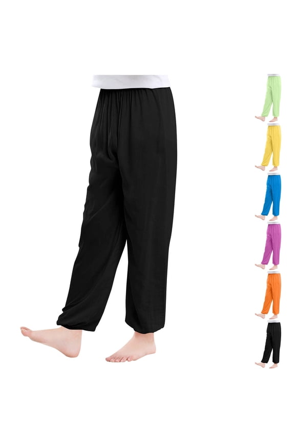 Unisex Kids 2-16Years Summer Solid Full Length Trousers Style Air Conditioning Pants