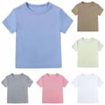 thumbnail image 1 of Tranfacy Unisex Kids 6 Months-7 Years Summer T-Shirt Short Sleeve Crew Neck Solid Loose Casual Tops, 1 of 5
