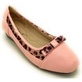 thumbnail image 1 of Women’s Ballerina Flats with Leopard Print Trim and Bow – Low Wedge Slip-On Dress Flats with Cushioned Insole – Comfortable Casual Everyday Shoes for Work or Evening Wear, 1 of 5