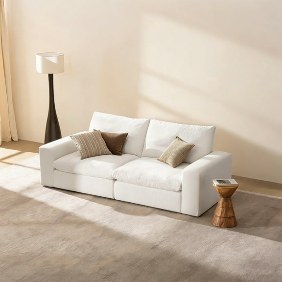 Tranqu 78.74" Cloud Couch, Oversized Modular Sectional Sofa with Wide Deep Seat, Loveseat for Living Room, White