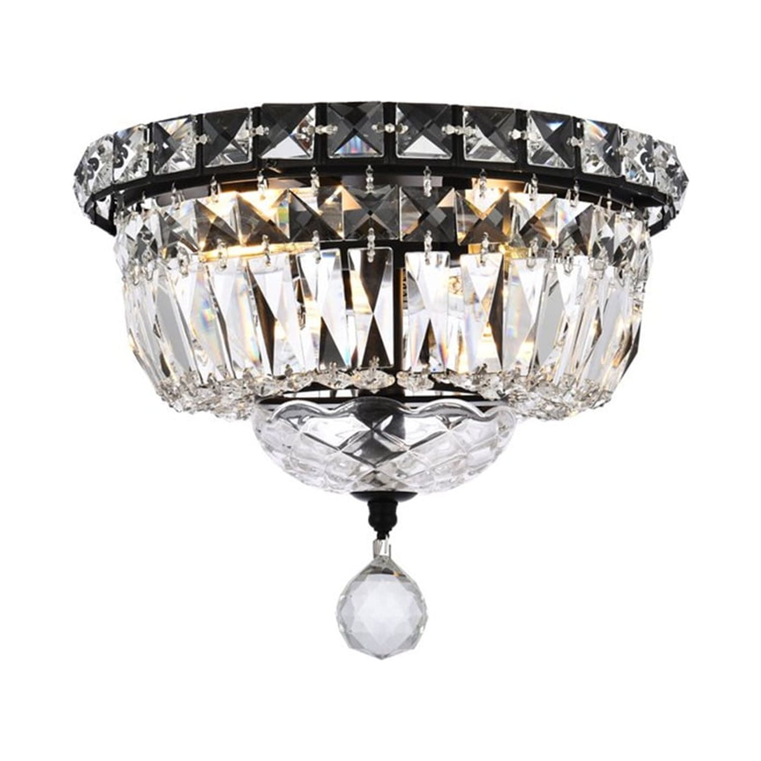 Tranquil Black and Clear Crystal Flush Mount Light
