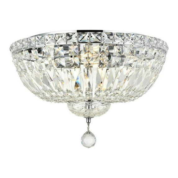 Tranquil 6 Light Chrome Transitional Flush Mount Clear Royal Cut Crystal