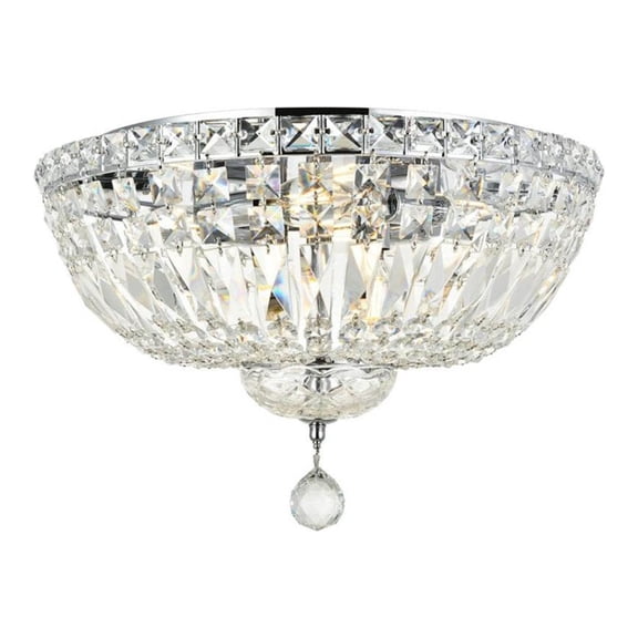Tranquil 6 Light Chrome Transitional Flush Mount Clear Royal Cut Crystal