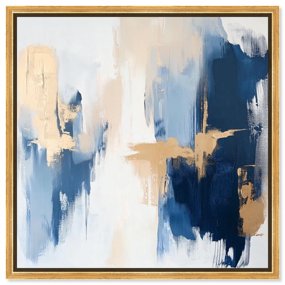 Tranquil Blue Depths II Canvas Contemporary Abstract by Art Remedy, Gold Frame, 24 x 24