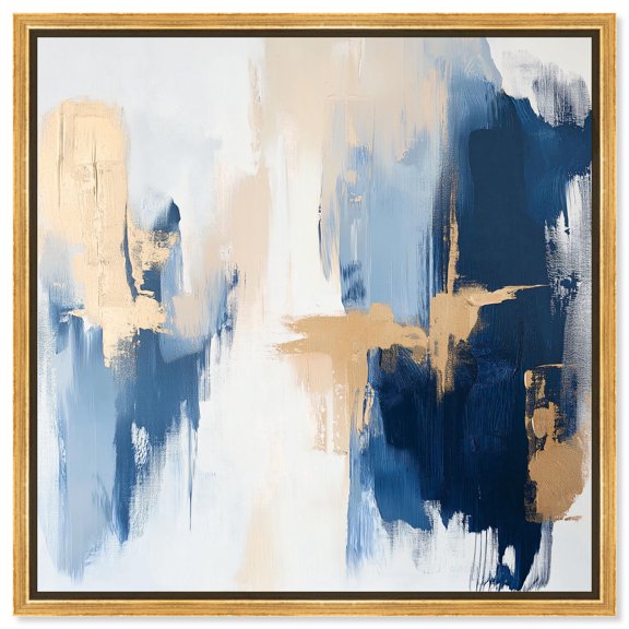 Tranquil Blue Depths II Canvas Contemporary Abstract by Art Remedy, Gold Frame, 40 x 40