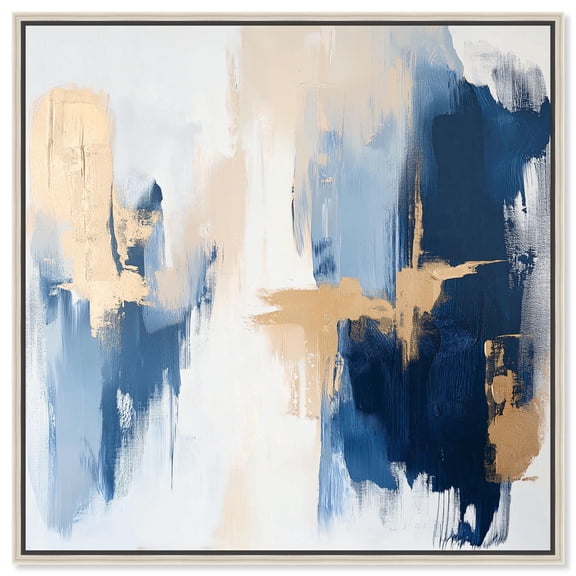 Tranquil Blue Depths II Canvas Contemporary Abstract by Art Remedy, Silver Frame, 40 x 40