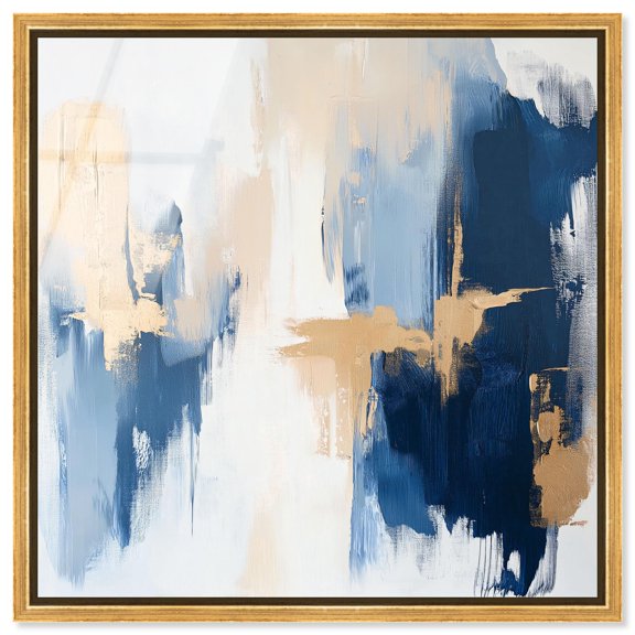 Tranquil Blue Depths II Framed High-Gloss Acrylic Glass Wall Art Abstract by Art Remedy, Gold Frame, 12 x 12