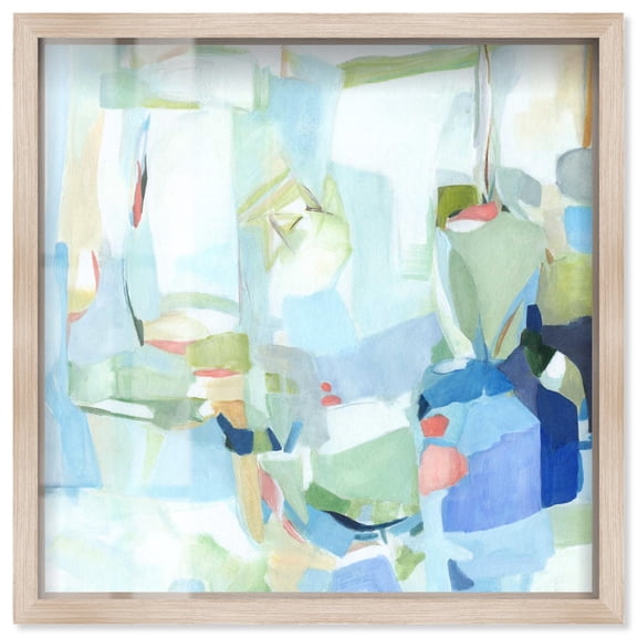 Tranquil Blues Shadowbox Print Summer Wall Decor by Art Remedy, Blonde Frame, 30 x 30