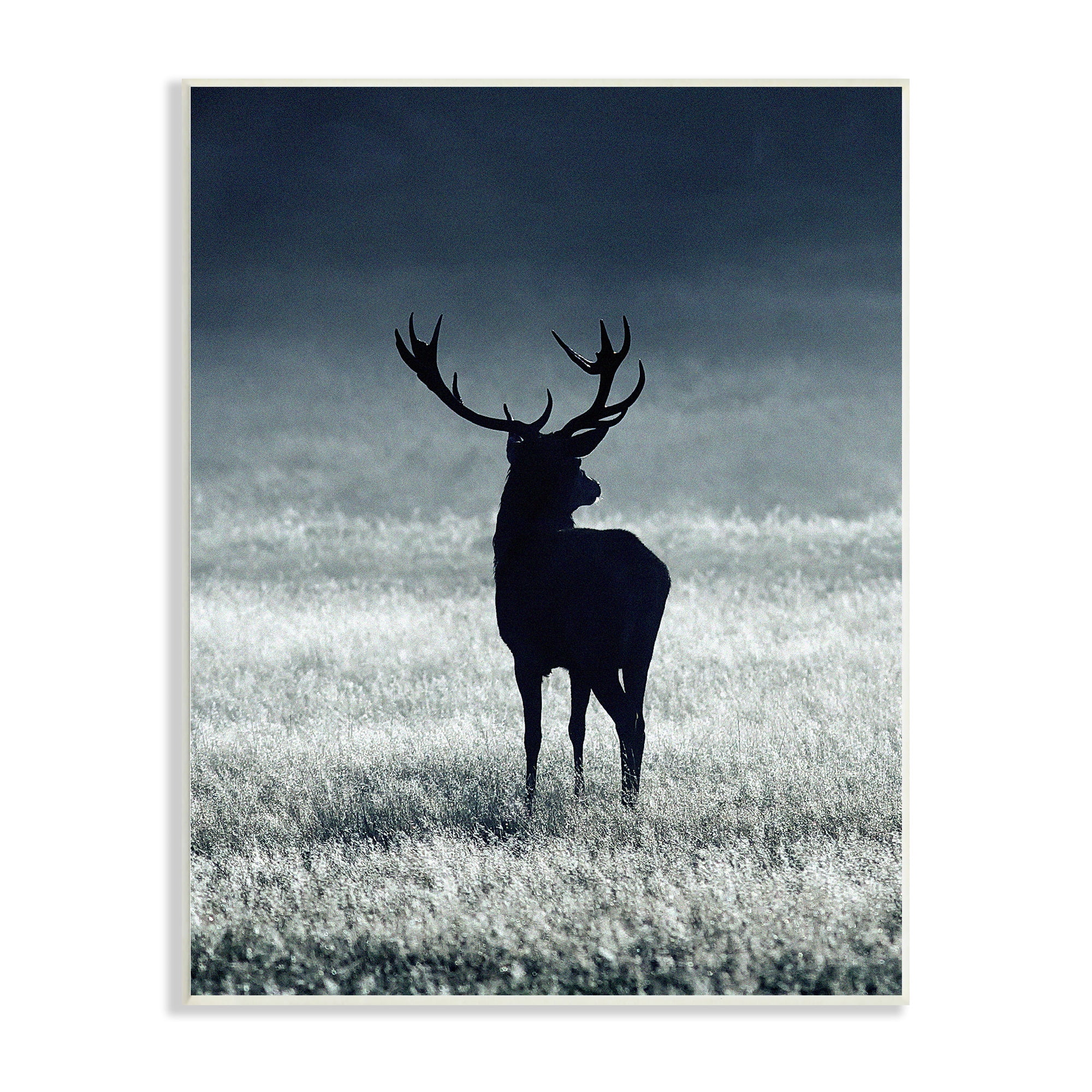 Tranquil Deer Silhouette Foggy Winter Field Landscape Animals & Insects Photograph Unframed Art Print Wall Art