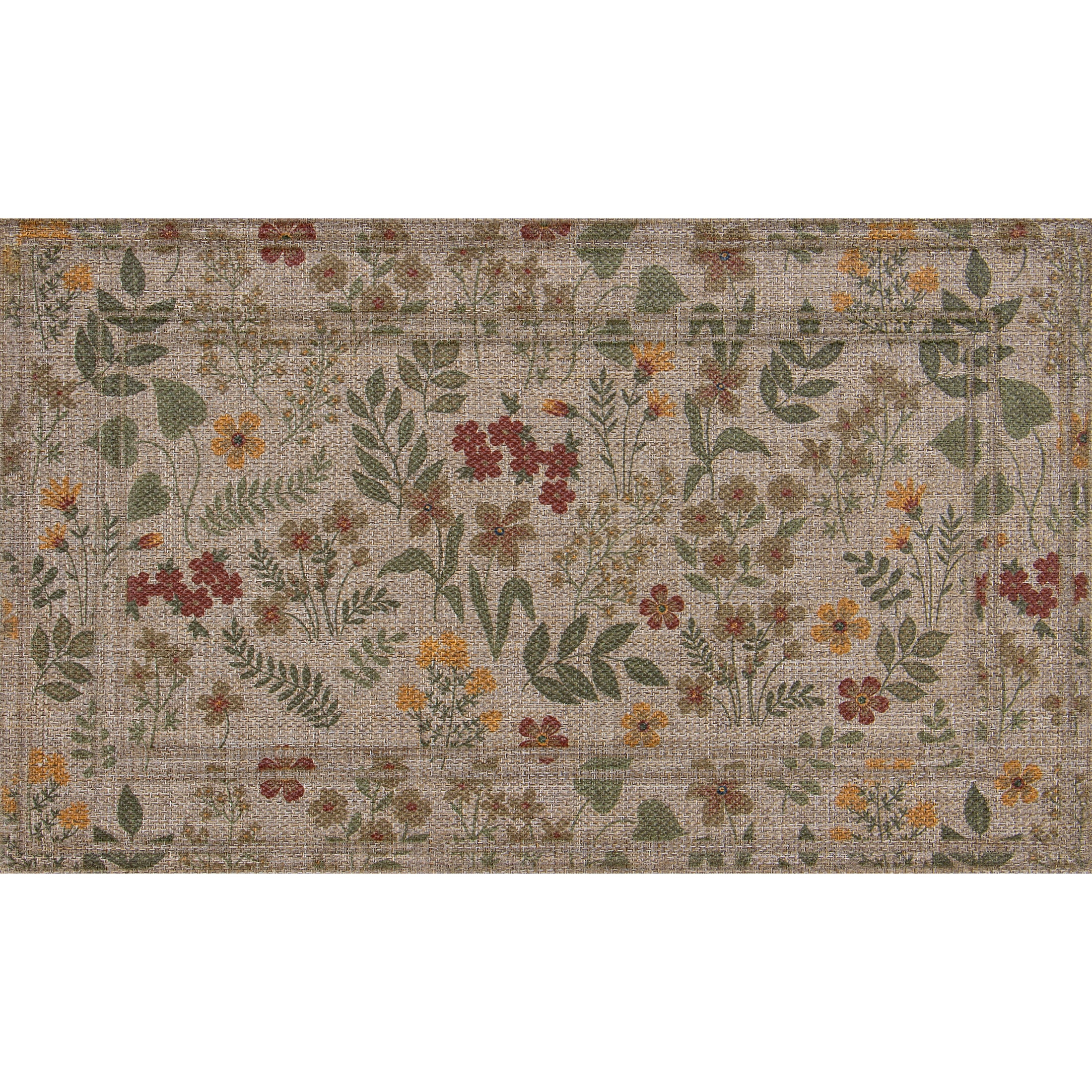 Tranquil Ditsy Floral, Apache Mills Sisal 18x30 Indoor Outdoor Entrance Doormat