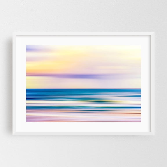 Tranquil Dreams - Photography Abstract Seascape Ocean Minimalist Pastel Minimalist Coastal Waves White Framed Wall Art Print 5 x 7 inches