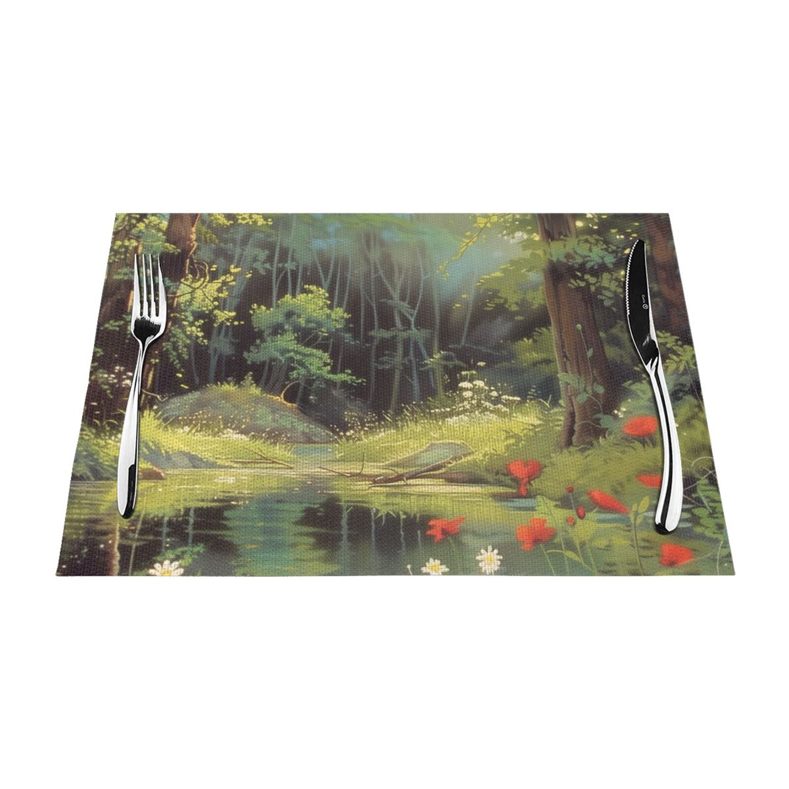 Tranquil Forest A Serene Table mat can be wiped, dinner mat set, felt