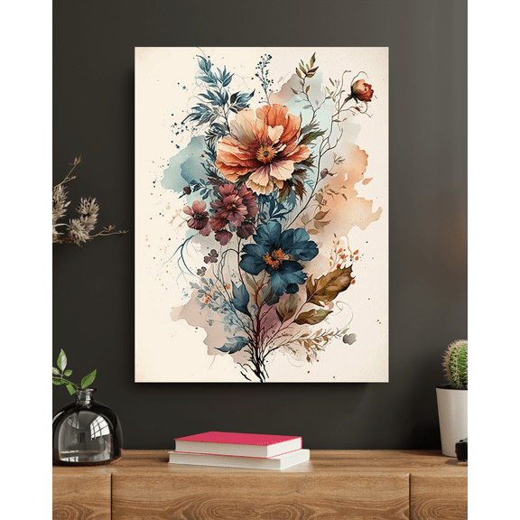 Tranquil Garden - Floral Watercolor Canvas Wall Art