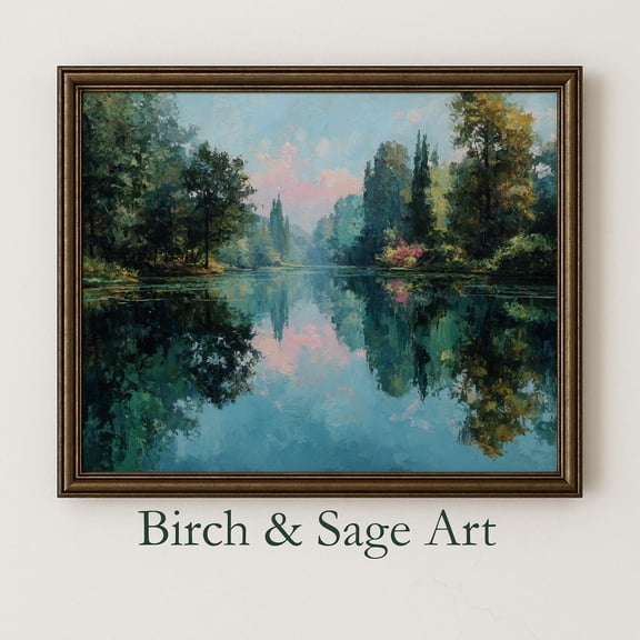 Tranquil Lake Landscape in Early Autumn Reflective Water Scene, Lake Wall Art, Serene Fall Trees Print Poster Decor, 200, Size 8x12 UNFFRAMED F03.1.6l3322