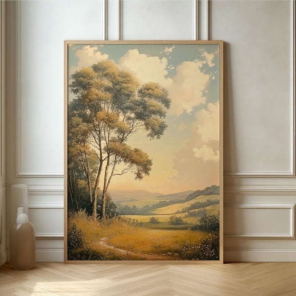 Tranquil Landscape Art Print, Serene Rolling Hills Poster, Poster Only
