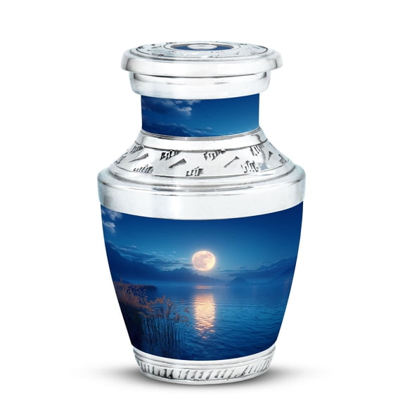 Tranquil Moonlight Serenade by the Mountain Lak - Unique Urn Small Urn for Adult Ashes - Keepsake and Memorial - Funeral Ashes Urn - Memorial Gifts - 3 Inch, 1 Pc