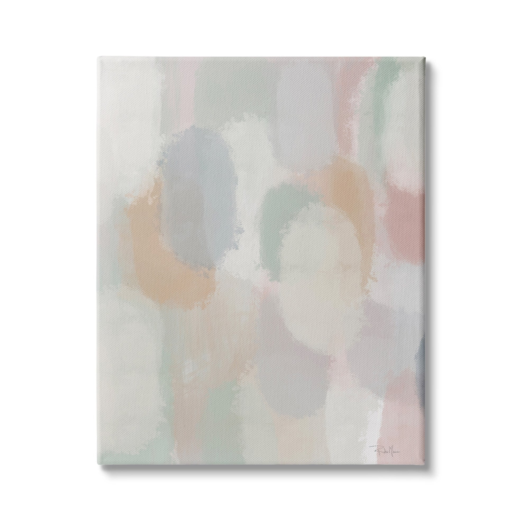 Tranquil Pastel Abstract Painting Soft Pink Beige Shapes Abstract Painting Gallery-Wrapped Canvas Print Wall Art