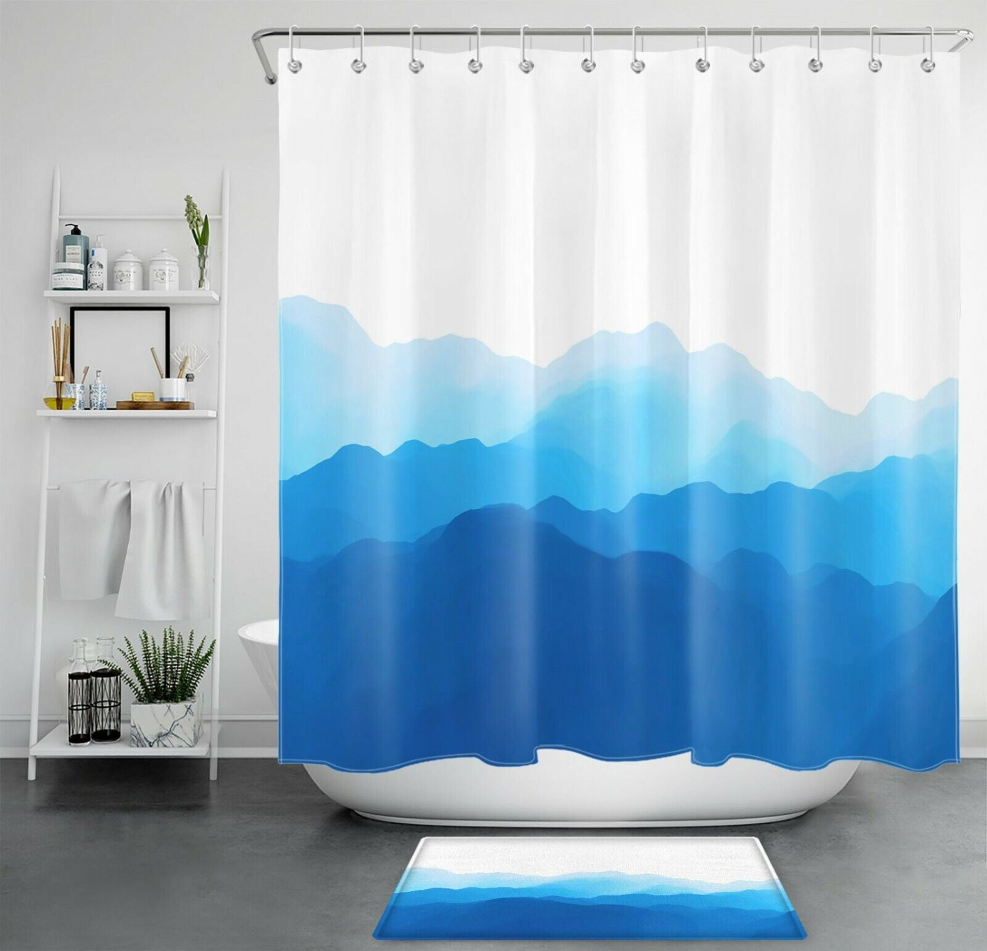 Tranquil Peaks Contemporary Nature Shower Curtain Set for a Zen Bathroom Retreat