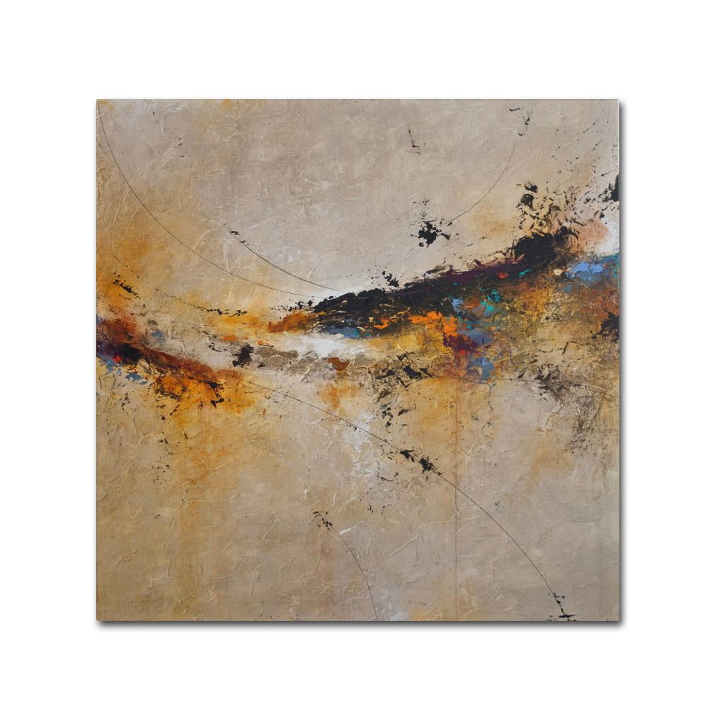 Tranquil Reflections Abstract Canvas Art in Tan and Dark Splashes