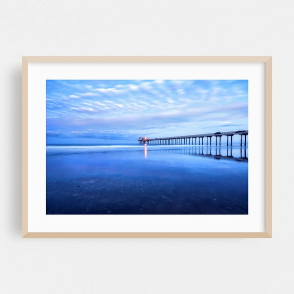 Tranquil Reflections - San Diego California Photography Beach Coast Ocean Landscape Sunset Scenic Oak Framed Wall Art Print 5 x 7 inches