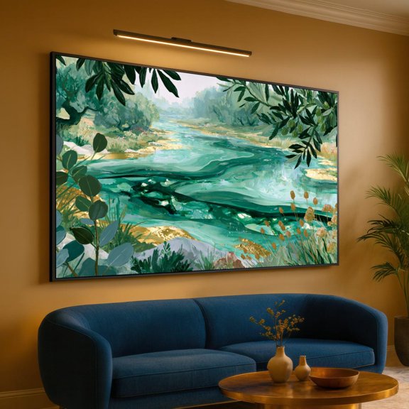 Tranquil River Scene Nature Landscape Greenery Stream Design Serene Water Flow Decoration