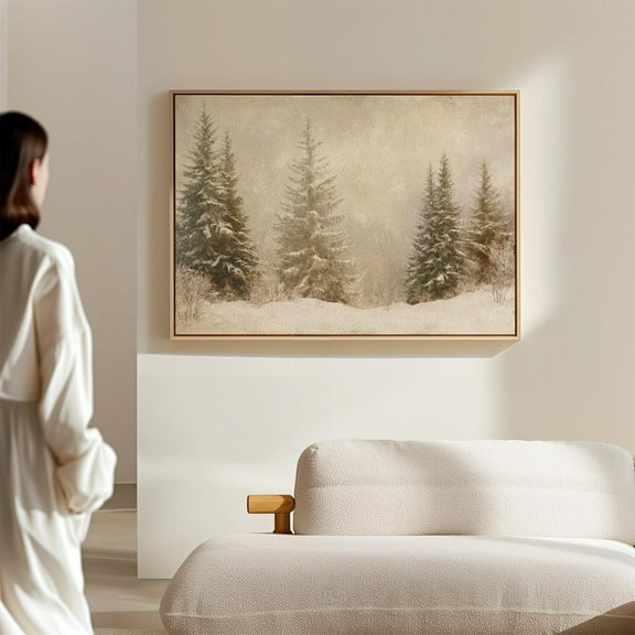 Tranquil Snowy Forest Landscape Art - Winter Scene Wall Decor - Serene Nature Artwork For Seasonal Home Style Wall Art, Modern Wall Decor, 8x12 UNFRAMED