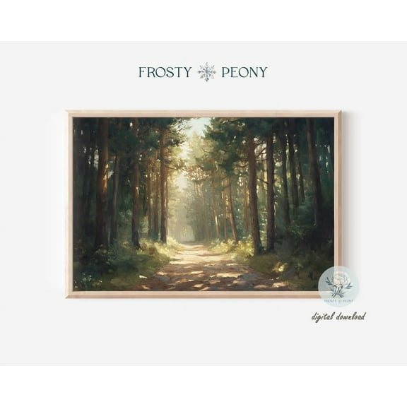 Tranquil Sunlit Forest Trail Art Print, Calming Woodland Wall Art, Enchanted Forest Scenery Art, Wall Art, Modern Wall Decor, 8x12 UNFRAMED